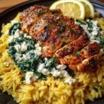 Divide orzo and spinach between plates Recipe