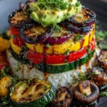 Honey Lime Grilled Veggie & Avocado Rice Stack Recipe