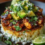 Honey Lime Chicken & Avocado Coconut Cauliflower Rice Stack Recipe