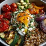 Warm Farro Bowl with Lemon Yogurt Drizzle Recipe