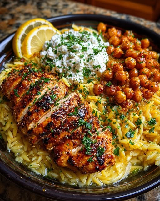 Spoon orzo onto plates Recipe