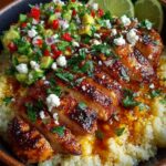 Honey Lime Chicken & Avocado Spicy Cauliflower Rice Stack Recipe