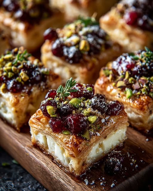 Cranberry Brie Mini Tarts with Pistachio Crunch Recipe - Recipe Image