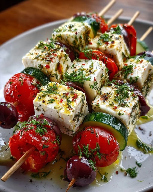 Greek Feta & Cucumber Bite Skewers Recipe - Recipe Image