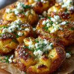 Smashed Crispy Feta Potatoes with Garlic Butter Drizzle Recipe