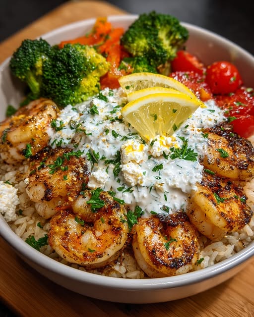 n Rice Bowl with Lemon Feta Yogurt Sauce Recipe