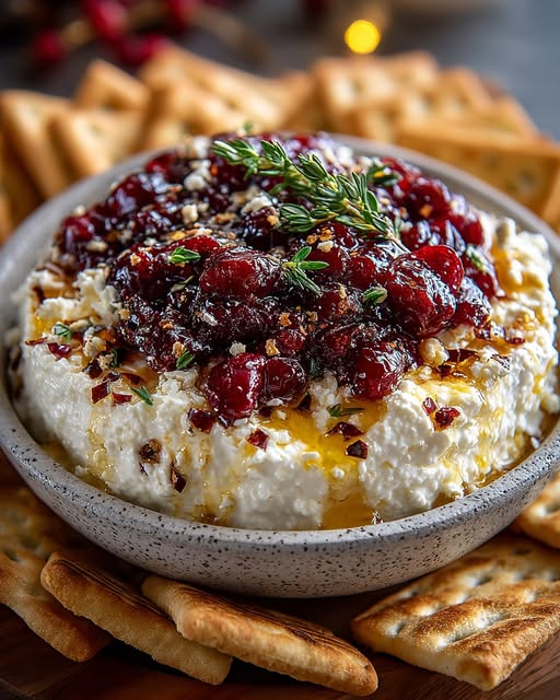 Cranberry Whipped Feta Dip with Hot Honey Drizzle Recipe