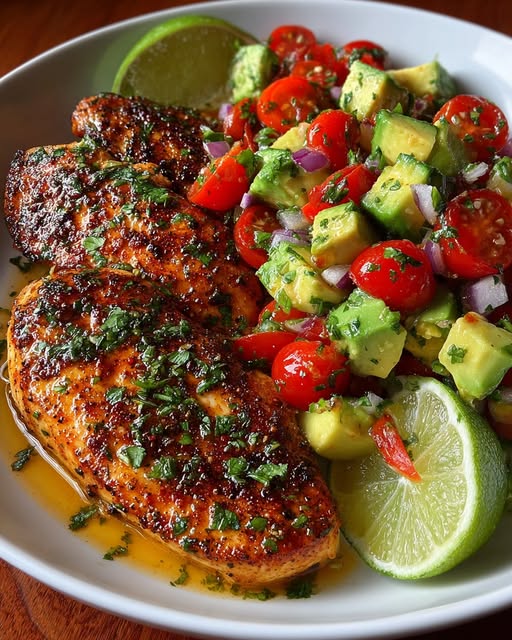 Fiesta Lime Chicken with Avocado Salsa Recipe - Recipe Image