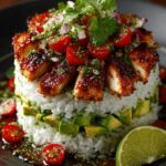 Honey Lime Chicken & Avocado Rice Stack Recipe