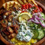 Greek Grilled Chicken Gyro Bowl with Creamy Garlic Feta Recipe