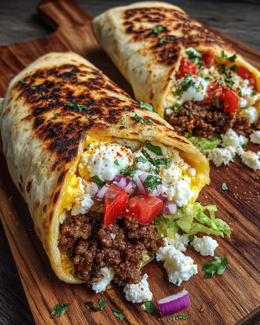 ound Beef Wrap with Hot Honey Feta Cream Recipe - Recipe Image