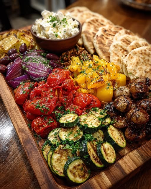 Mediterranean Harvest Board with Roasted Veggies & Feta Recipe