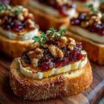 Warm Brie & Cranberry Walnut Crostini with Hot Honey Recipe