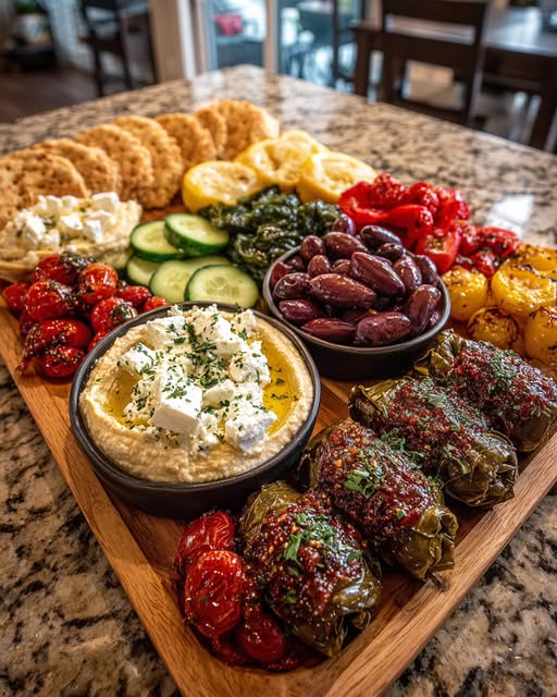 Greek Party Platter with Garlic Feta Dip Recipe