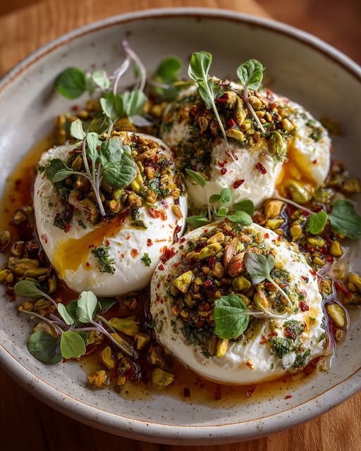 Burrata Bomb with Hot Honey & Garlic Herb Pistachio Recipe