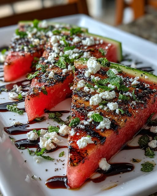 Grilled Watermelon Steak with Goat Cheese Recipe - Recipe Image