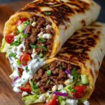 Mediterranean Ground Beef Wrap with Lemon Honey Feta Cream Recipe