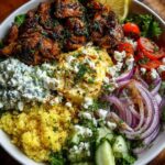 Greek Chicken Gyro Quinoa Bowl with Creamy Garlic Feta Recipe