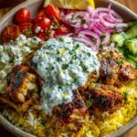 Greek Chicken Gyro Rice Bowl with Creamy Garlic Feta Recipe