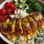 Lemon Dijon Chicken Rice Bowl with Lemon Feta Yogurt Sauce Recipe