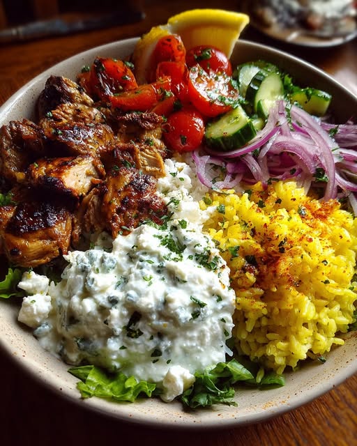 Greek Chicken Gyro Bowl with Whipped Garlic Feta Recipe - Recipe Image
