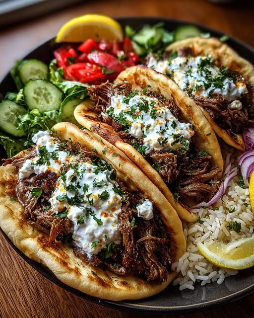 Greek Lamb Gyro Wrap Bowl with Creamy Garlic Feta Recipe - Recipe Image