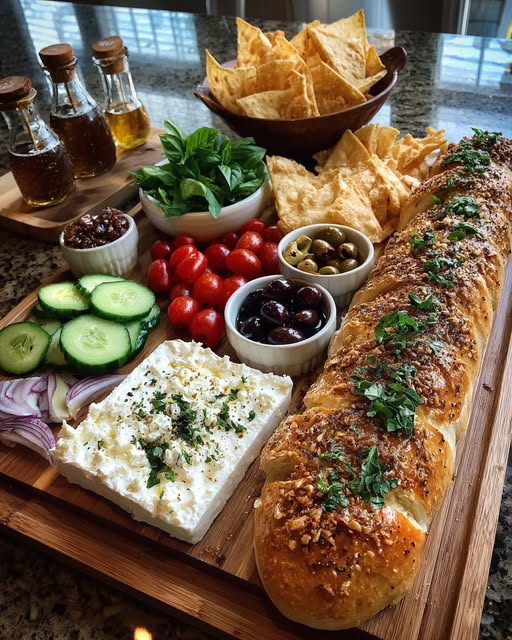 Rustic Mediterranean Bread and Cheese Board Recipe - Recipe Image