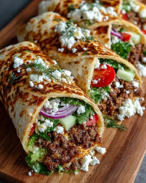 Beef Wrap with Dill Hot Honey Feta Sauce Recipe - Recipe Image