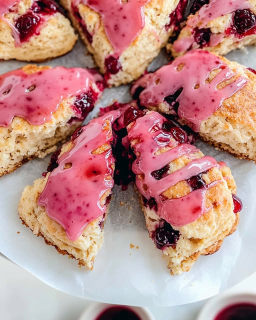 Cherry Scones with Cherry Vanilla Glaze Recipe - Recipe Image