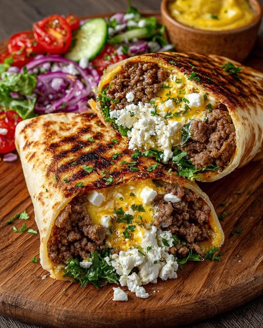 eef Wrap with Lemon Hot Honey Feta Sauce Recipe