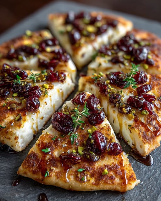 Crispy Flatbread with Brie, Cranberries & Pistachios Recipe - Recipe Image