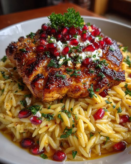 zo with Feta Sauce & Roasted Pomegranate Recipe