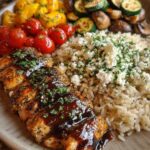 Balsamic Chicken Rice with Roasted Veggies & Feta Recipe