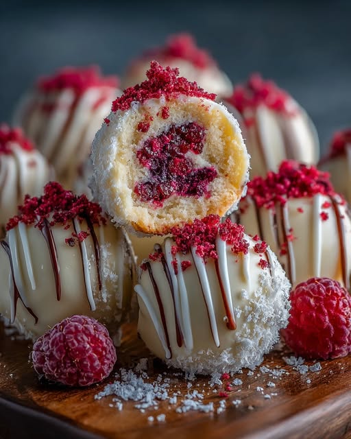 White Chocolate Raspberry Cheesecake Balls Recipe - Recipe Image