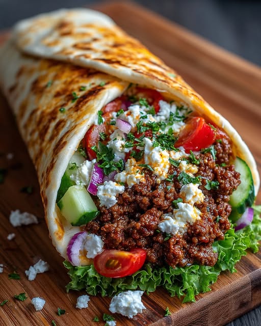 eef Wrap with Spicy Hot Honey Feta Cream Recipe - Recipe Image