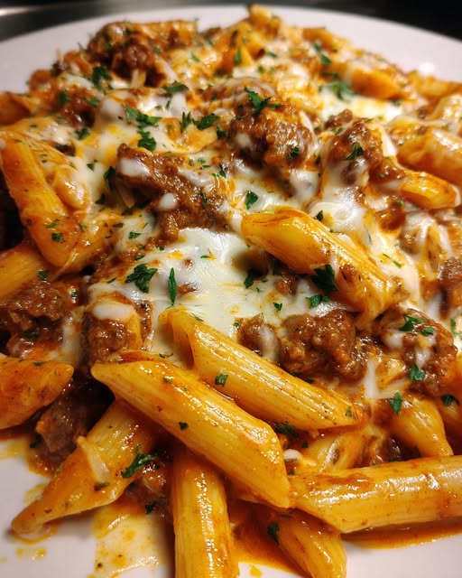 Ground Beef Penne in Cream Cheese Tomato Sauce Recipe - Recipe Image