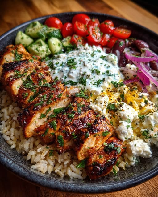Brown Rice Bowl with Whipped Garlic Feta Recipe