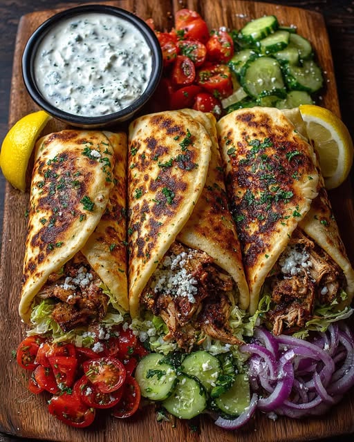 Gyro Wraps with Creamy Garlic Feta Sauce Recipe