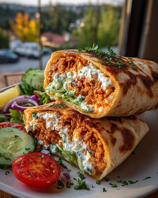 Wrap with Whipped Spicy Lemon Honey Feta Recipe