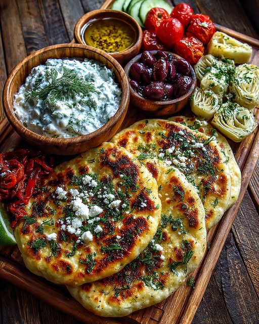 Rustic Mediterranean Flatbread and Tzatziki Board Recipe