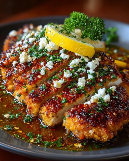 Spicy Crispy Hot Honey Lemon Feta Turkey Cutlets Recipe - Recipe Image