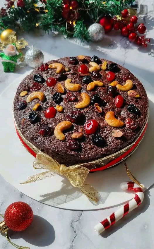 Eggless Christmas Fruit Cake Recipe