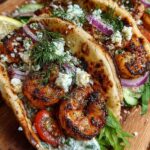 Greek Lemon Shrimp Pita Wraps with Dill Garlic Feta Sauce Recipe