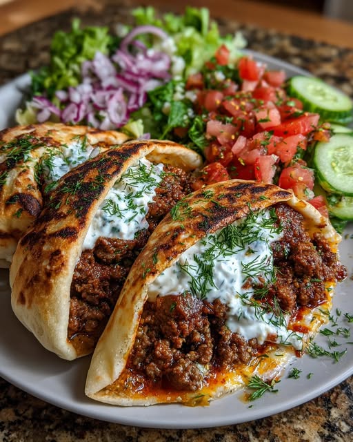 Mediterranean Ground Beef Pita Wraps Recipe - Recipe Image