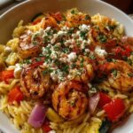 Balsamic Shrimp Orzo with Roasted Veggies & Whipped Feta Recipe