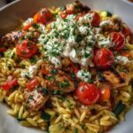 Balsamic Chicken Orzo with Roasted Veggies & Whipped Feta Recipe