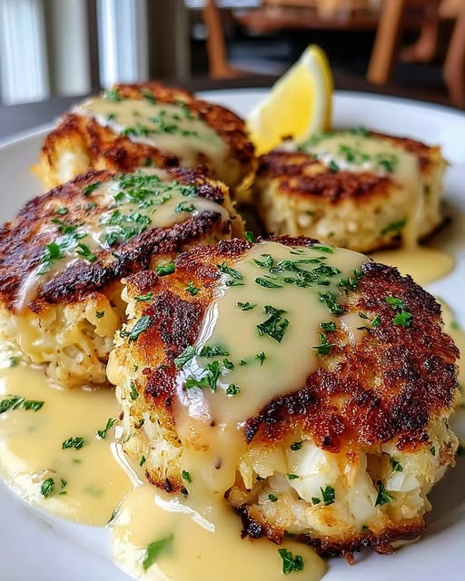 CHEDDAR BAY CRAB CAKES WITH LEMON BUTTER DRIZZLE Recipe - Recipe Image
