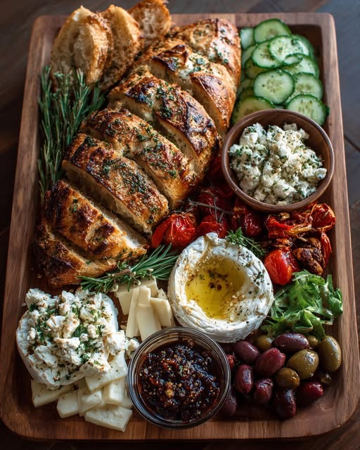 Rustic Mediterranean Bread & Goat Cheese Platter Recipe - Recipe Image