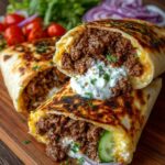 Mediterranean Ground Beef Wrap with Hot Honey Feta Cream Recipe