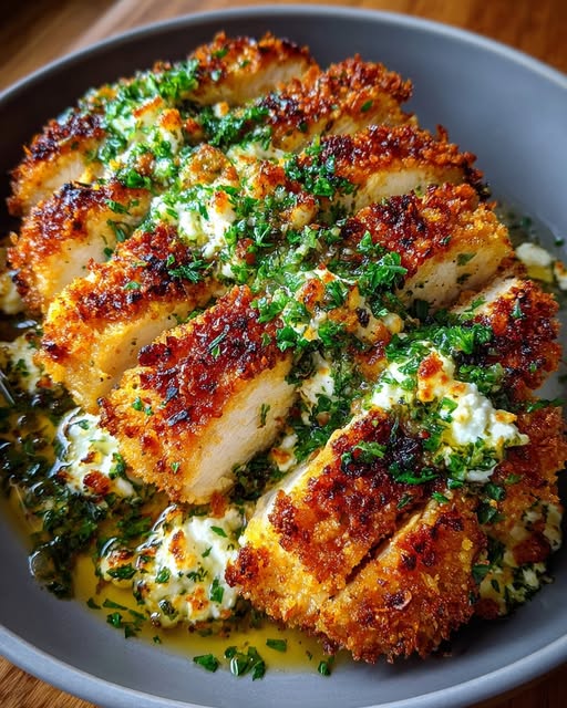 Crispy Hot Honey Lemon Feta Chicken Tenders with Herb Crust Recipe - Recipe Image